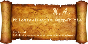 Miloszavlyevits Aszpázia névjegykártya